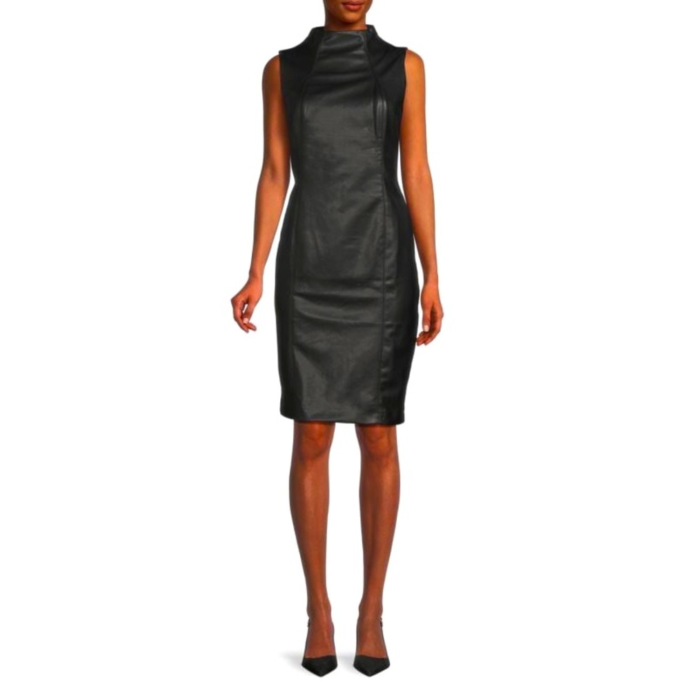 J. McLaughlin black sheath dress spandex cotton blend,size large.